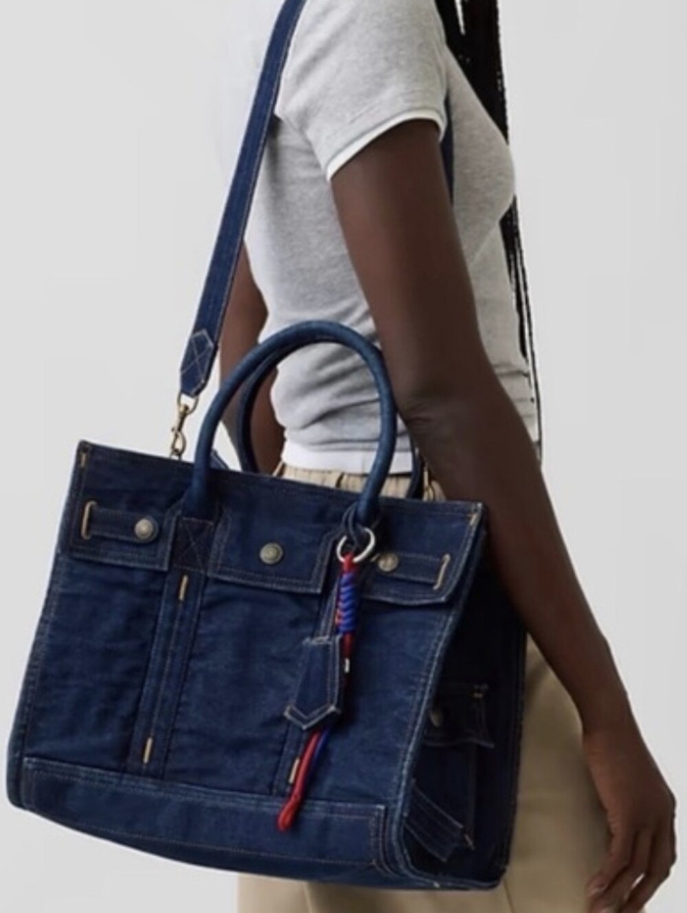 GAP Denim Five Pocket Tote Bag Large Dark Wash NWT NEW